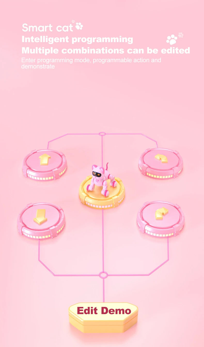 Smart Robot Cat Programmable Intelligent Remote Control Robot Cat Stunt Cat Voice Command Educational Pet