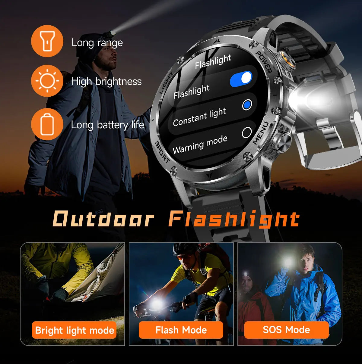 2025 1000mAh Super Capacity Battery 1.7-inch Large Screen Bluetooth Call IP68 Waterproof