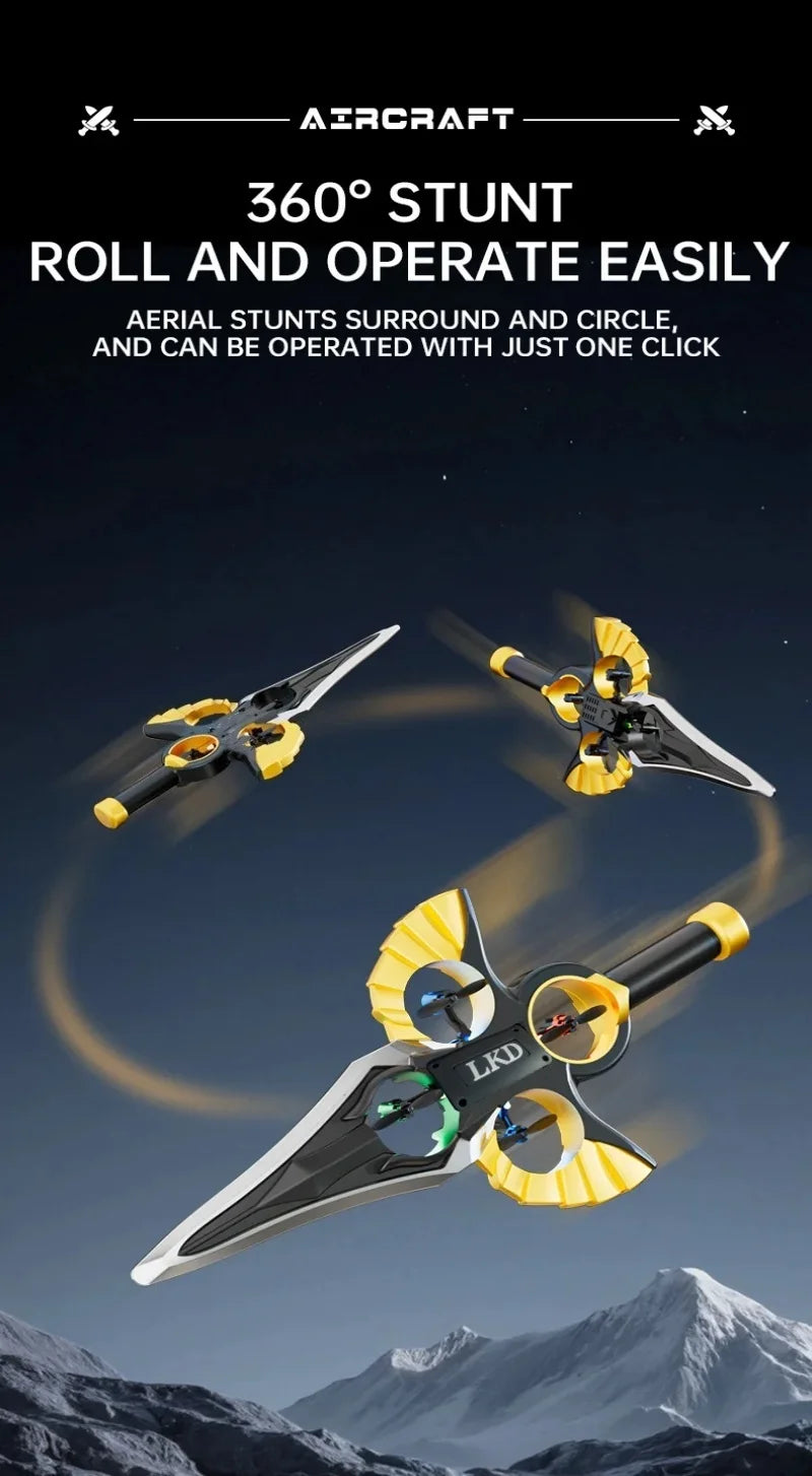 2.4G remote-controlled flying sword - 4-axis flying sword with light display, wristwatch control for special sword shape