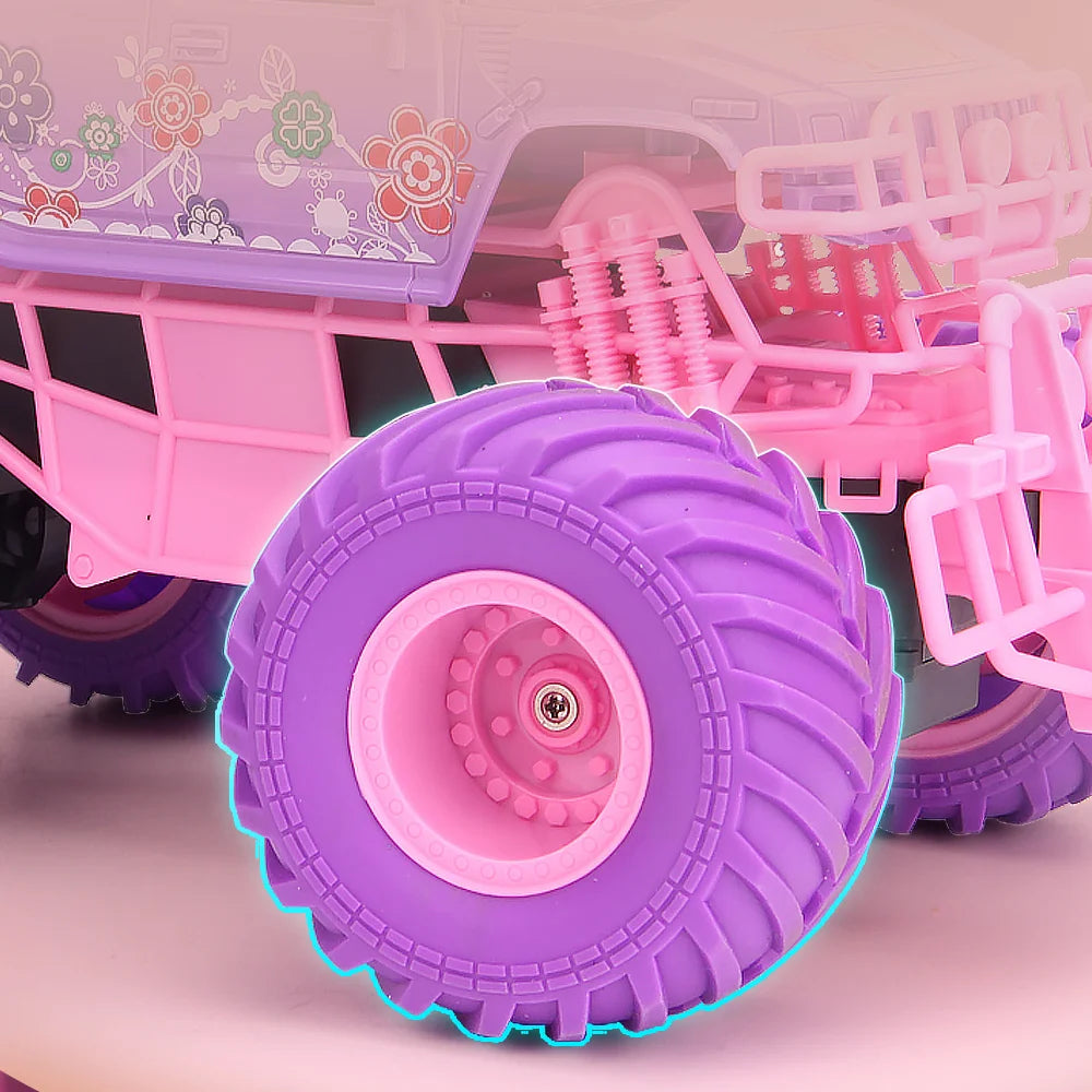 4WD Pink RC Car Pickup Truck Electric Climbing Drop-resistant Stunt Remote Control Princess Car Toy Children Gifts For Girls