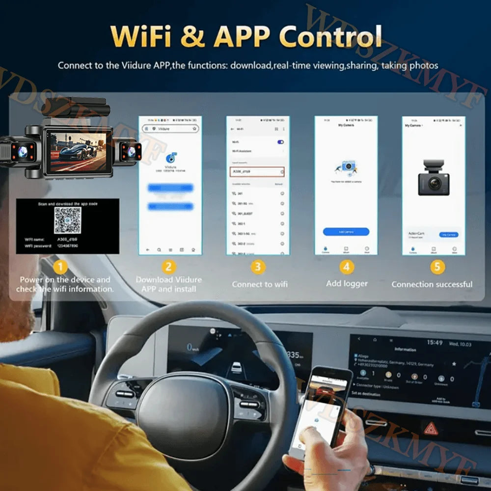 360°Auto Camera 1080P Video Recorder 3/4 Lens WIFI DashCam for Car DVR Black Box Night Vision 24H
