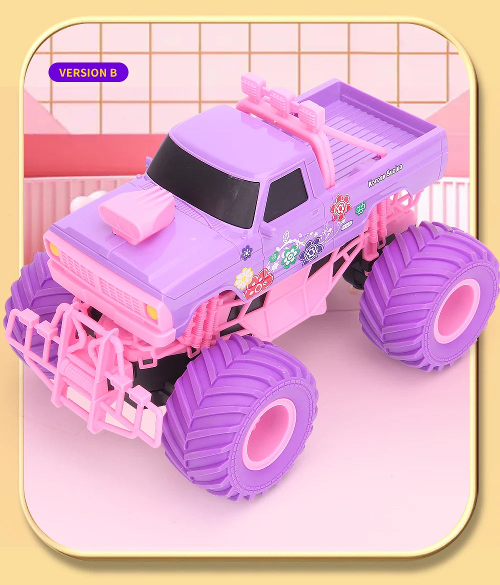 4WD Pink RC Car Pickup Truck Electric Climbing Drop-resistant Stunt Remote Control Princess Car Toy Children Gifts For Girls