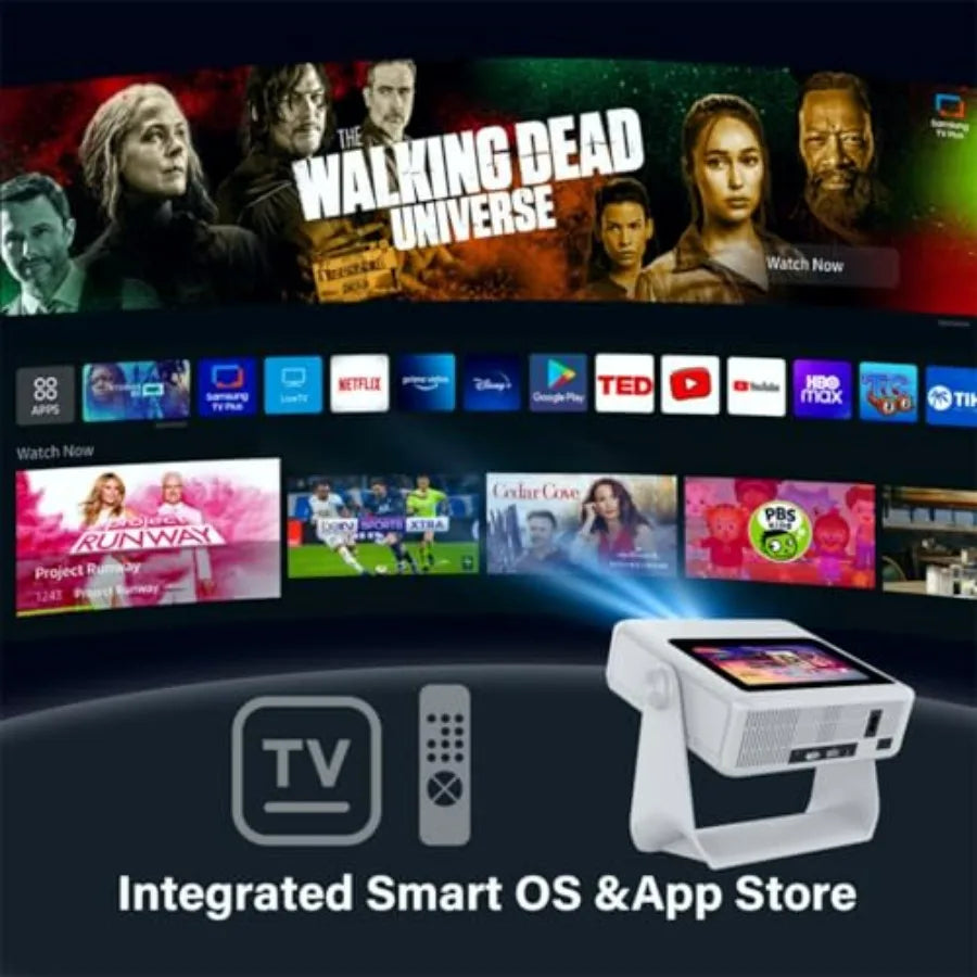 4K Support Portable Outdoor Smart Projector with WiFi and Bluetooth Touchscreen Auto Focus Touch Control Built-in 1 000+ Apps N