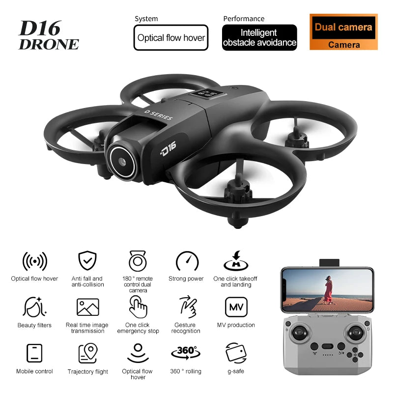 NEW Drones D16 GPS 8K Professional HD 180° Dual Camera 5G WIFI Brushless Motors Obstacle Avoidance FPV Foldable