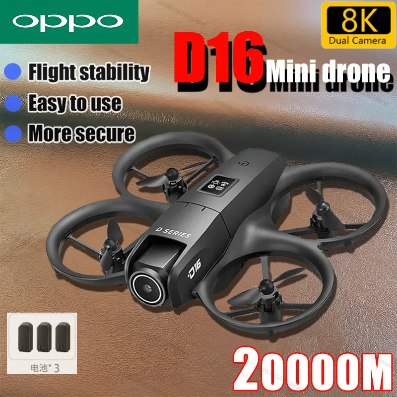 OPPO D16 Drone HD Dual Camera 8K 3 Battery Brushless Motor Optical Flow GPS Positioning Avoidance Drone
