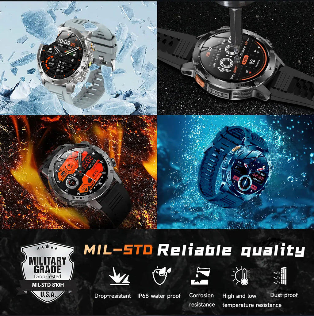 2025 1000mAh Super Capacity Battery 1.7-inch Large Screen Bluetooth Call IP68 Waterproof