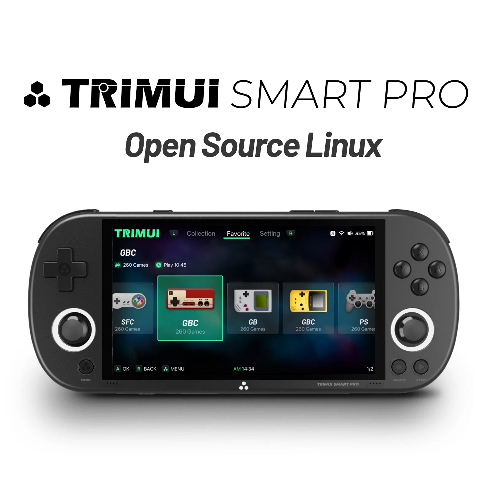 Trimui Smart Pro Handheld Game Console 4.96''IPS Screen Linux System Joystick RGB Lighting  Retro Video