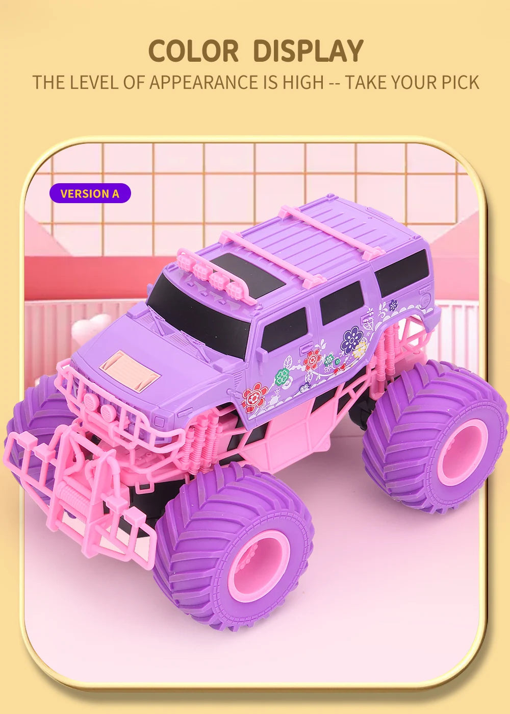 4WD Pink RC Car Pickup Truck Electric Climbing Drop-resistant Stunt Remote Control Princess Car Toy Children Gifts For Girls
