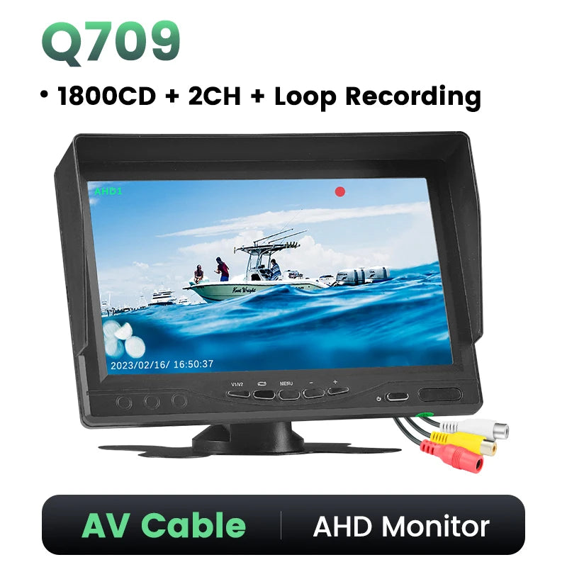 GreenYi 7" AHD Recording DVR 1800cd Highlight Quantum Screen Monitor Support for Truck Bus Fishing Support SD Card