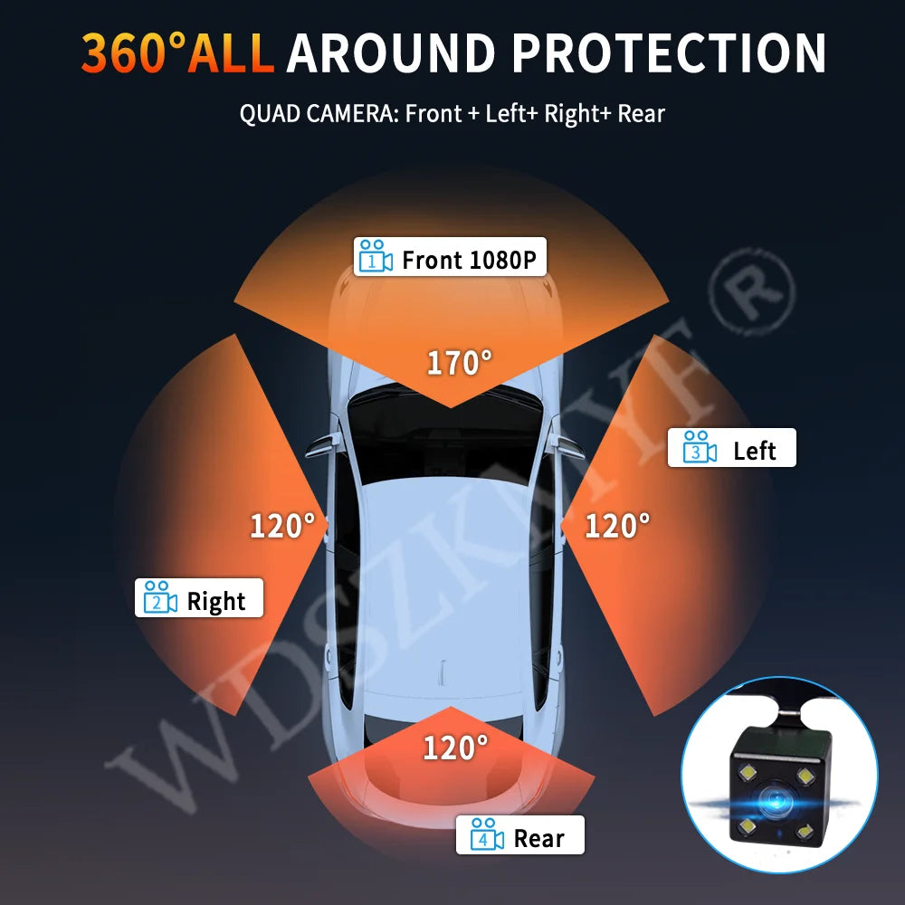 360°Auto Camera 1080P Video Recorder 3/4 Lens WIFI DashCam for Car DVR Black Box Night Vision 24H