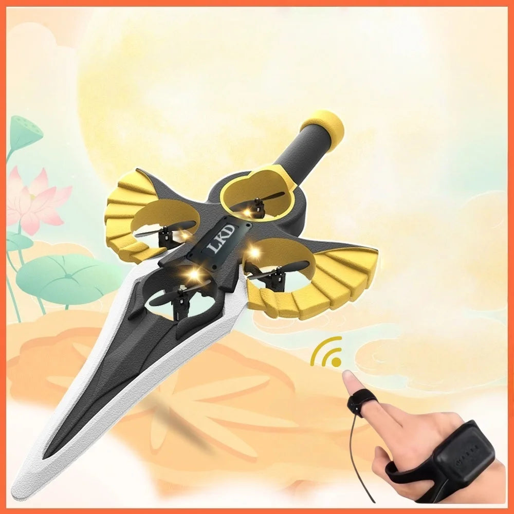 2.4G remote-controlled flying sword - 4-axis flying sword with light display, wristwatch control for special sword shape