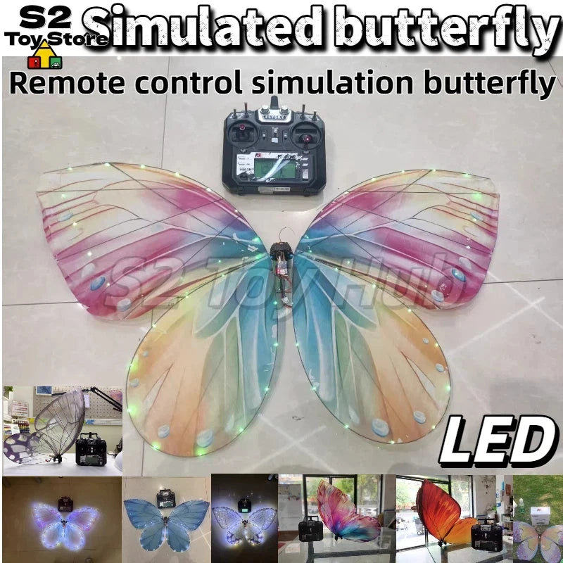 Magical LED RC Butterfly Drone Flying Bionic Insect Toy with Colorful Wings,