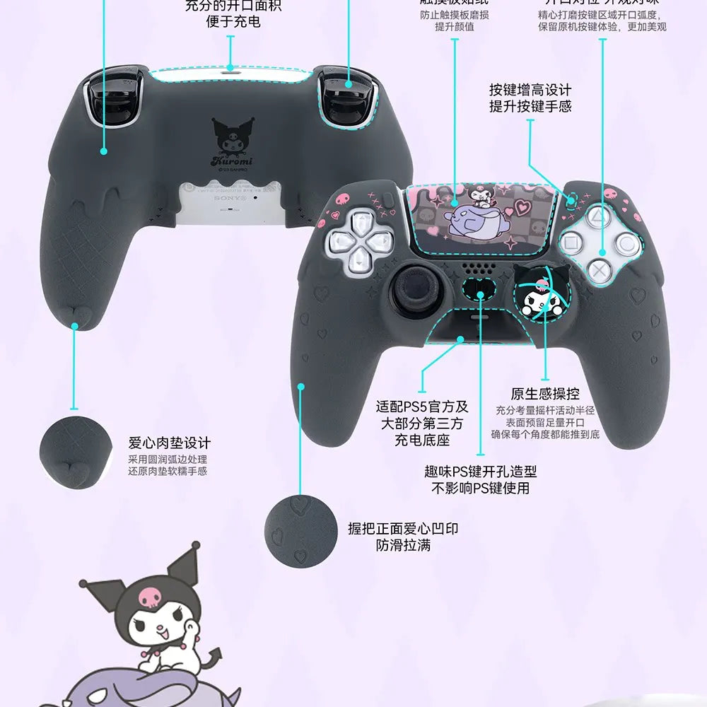 Sanrio Kuromi Ps5 Controller Silicone Cover Anti Slip Protective Case With Cute Thumb Grips Protective Cas For Ps5 Nspro