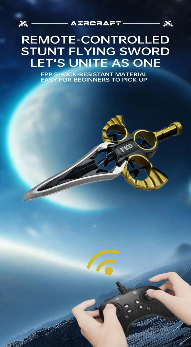 2.4G remote-controlled flying sword - 4-axis flying sword with light display, wristwatch control for special sword shape