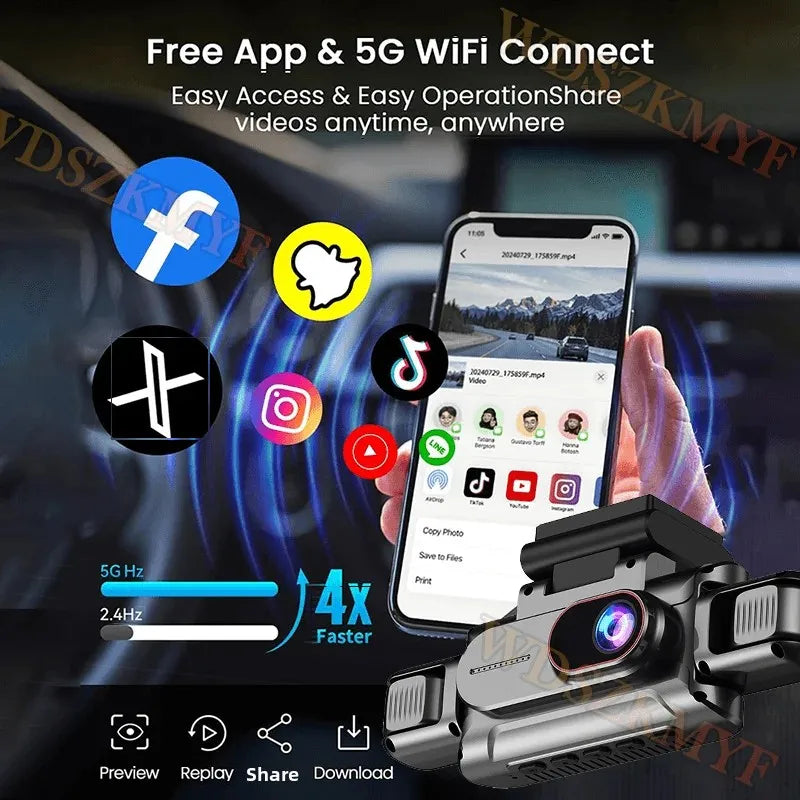 360°Auto Camera 1080P Video Recorder 3/4 Lens WIFI DashCam for Car DVR Black Box Night Vision 24H