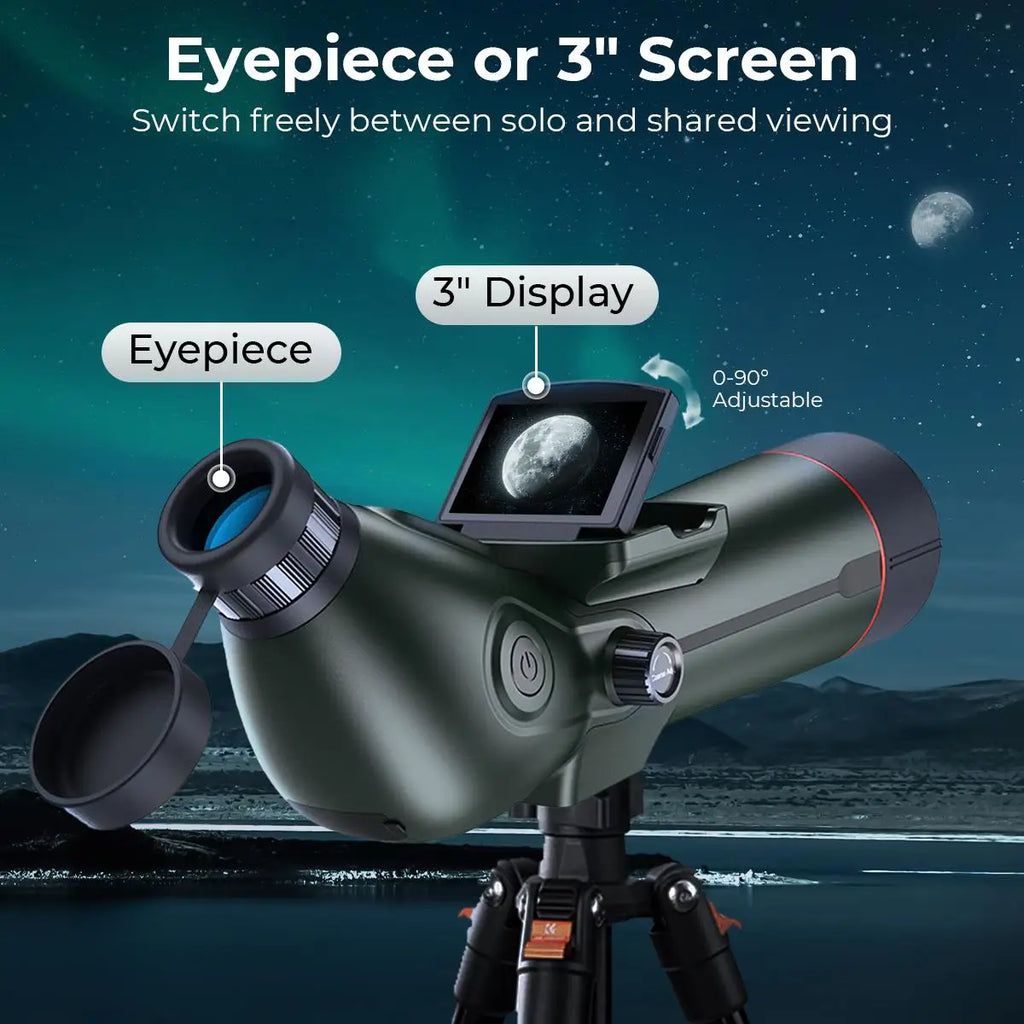 Spotting Scope Monocular Telescope with Camera 4K Video 30MP Photo 3in Display