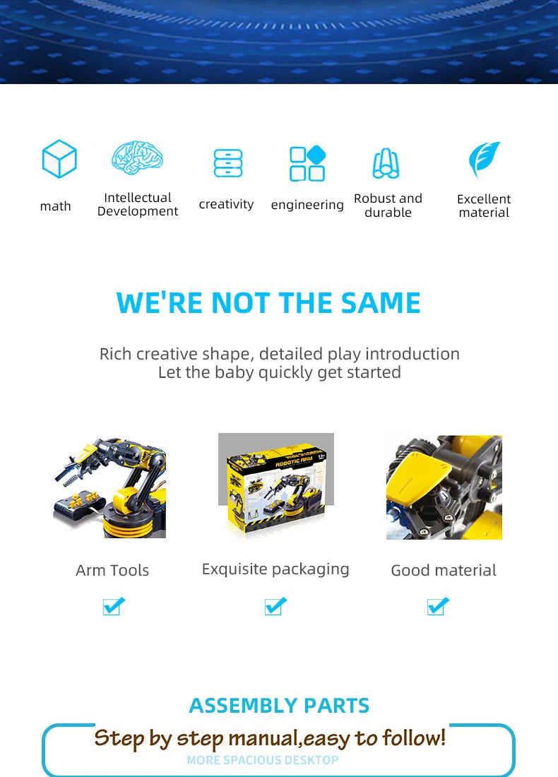 Remote Control Manipulator DIY Electric Scientific Robot Arm Experiment Assembling Children's Educational Toys