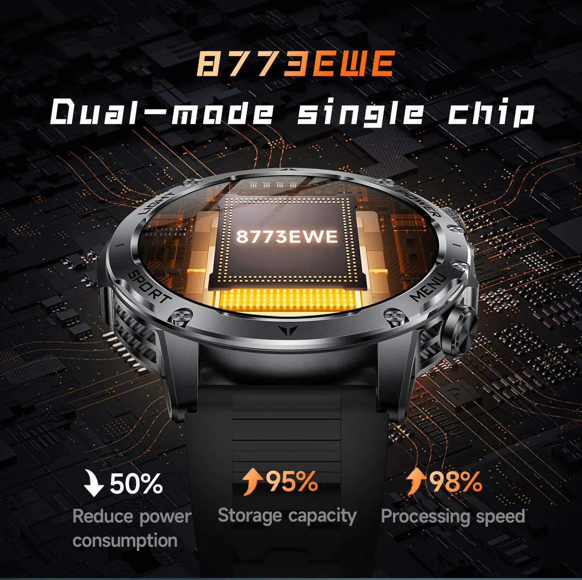 2025 1000mAh Super Capacity Battery 1.7-inch Large Screen Bluetooth Call IP68 Waterproof