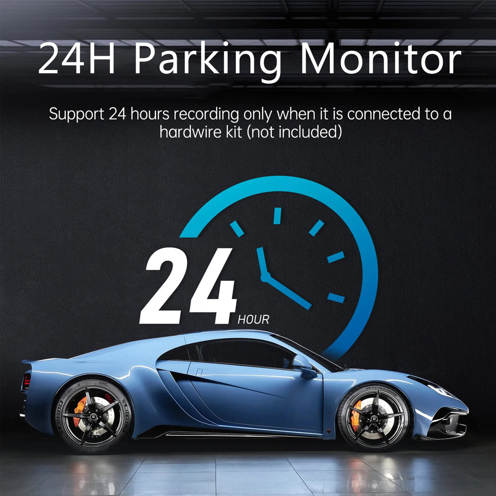 4K Dash Cam for Cars  WIFI Camera for Car Front and Rear Dash Camera Black Box 24H