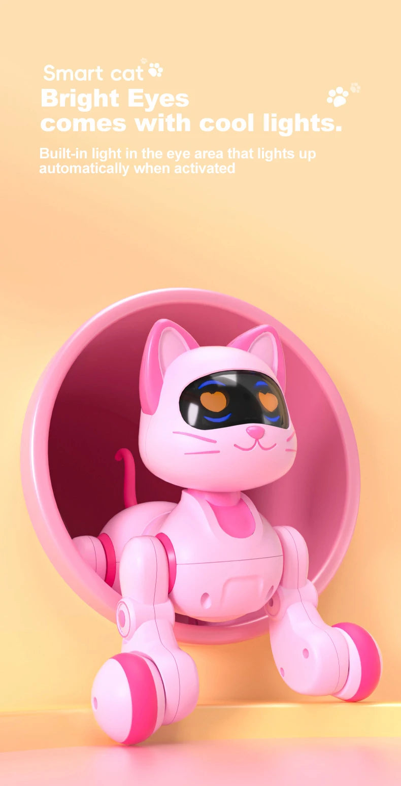 Smart Robot Cat Programmable Intelligent Remote Control Robot Cat Stunt Cat Voice Command Educational Pet