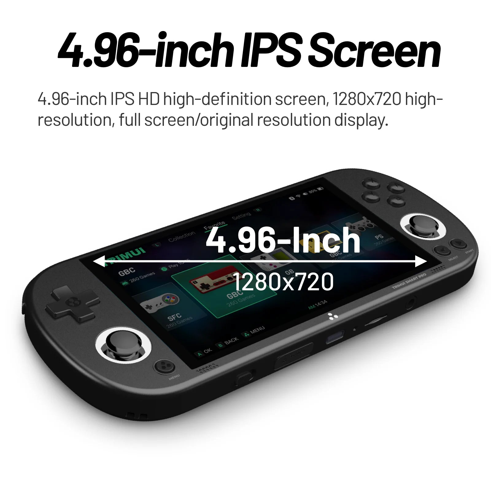 Trimui Smart Pro Handheld Game Console 4.96''IPS Screen Linux System Joystick RGB Lighting  Retro Video