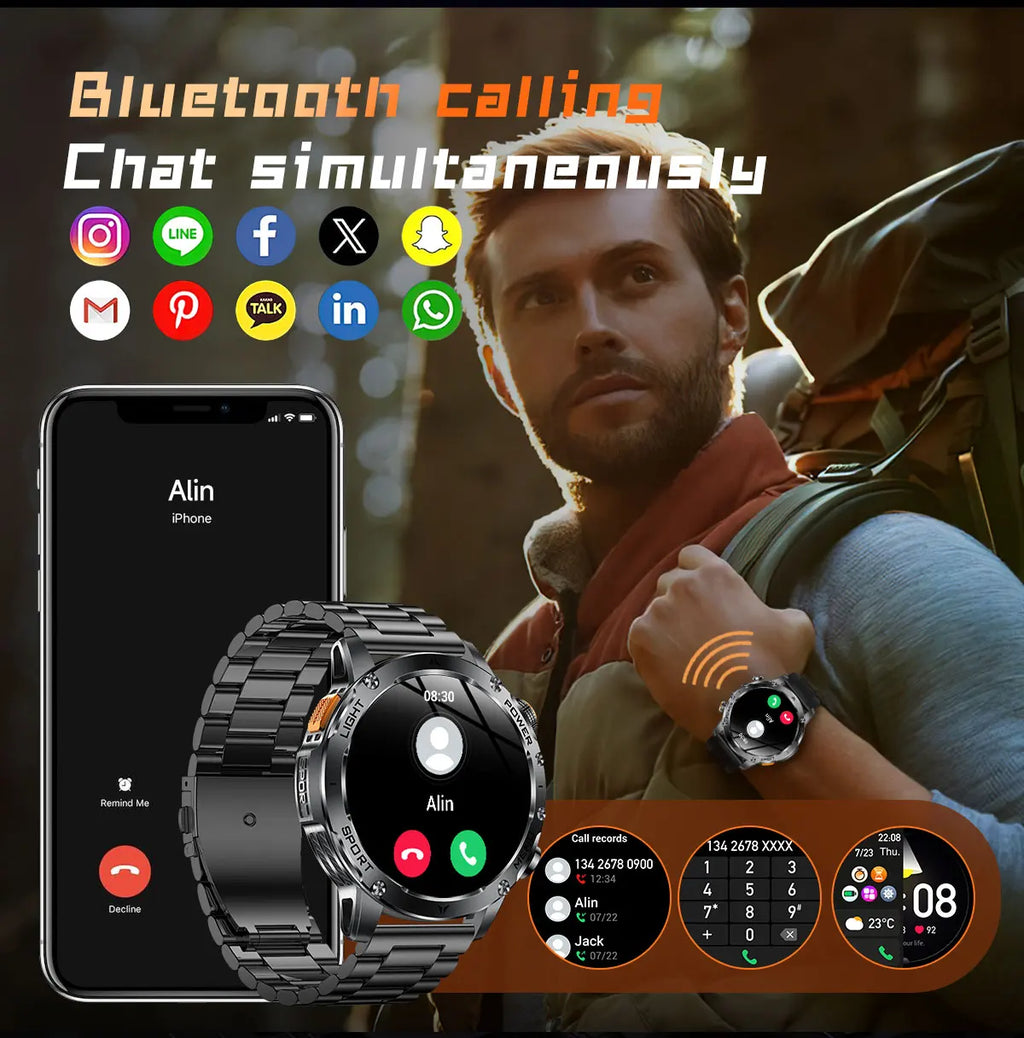 2025 1000mAh Super Capacity Battery 1.7-inch Large Screen Bluetooth Call IP68 Waterproof