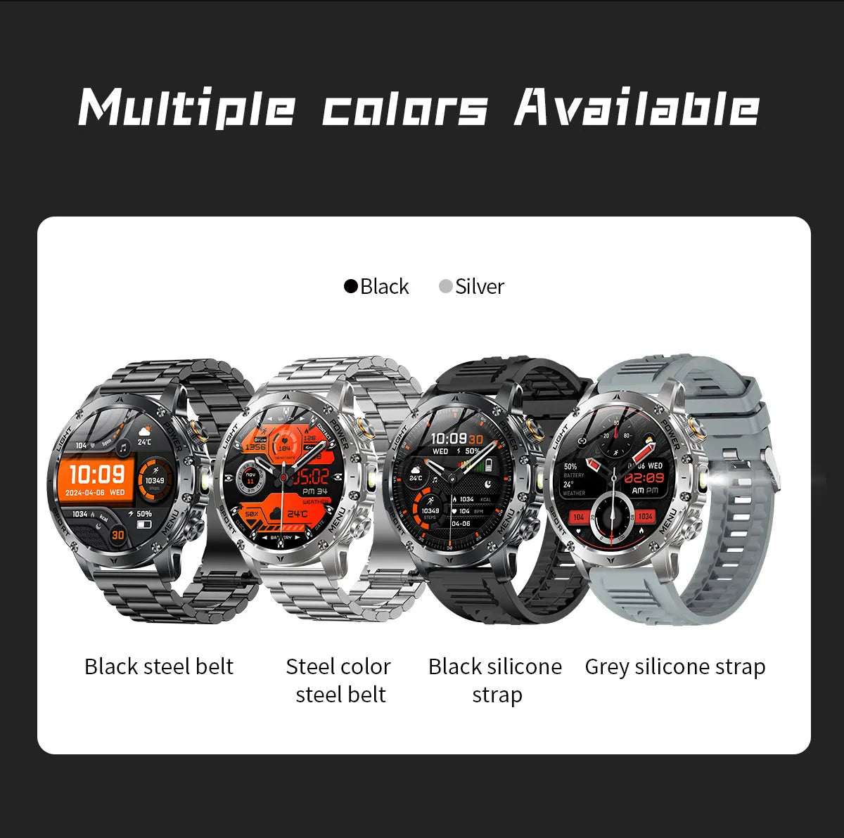 2025 1000mAh Super Capacity Battery 1.7-inch Large Screen Bluetooth Call IP68 Waterproof